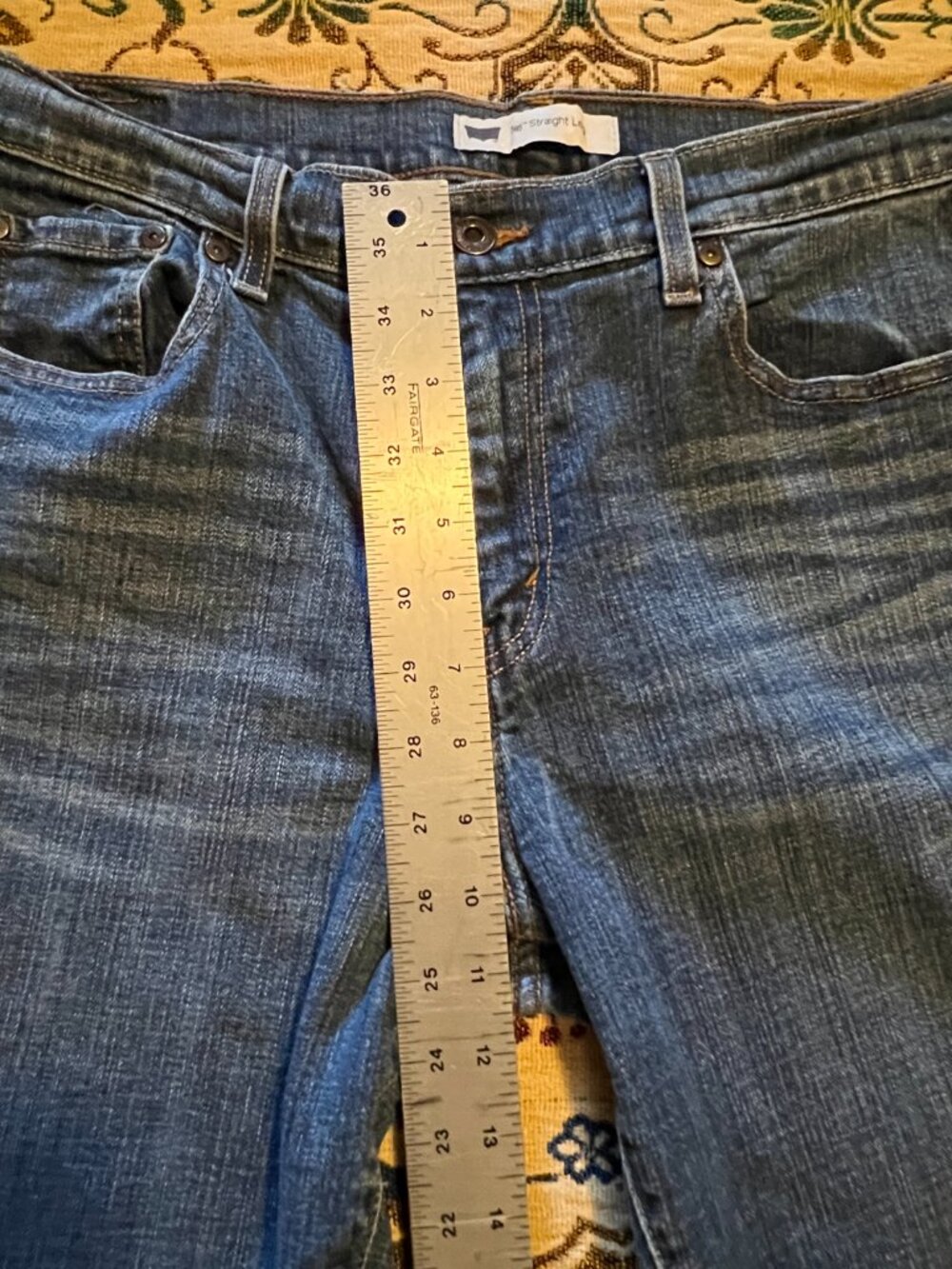 Levi's 505 Jeans Womens 14 Long Blue Denim Stretch Regular Fit Straight Leg - Picture 7 of 13